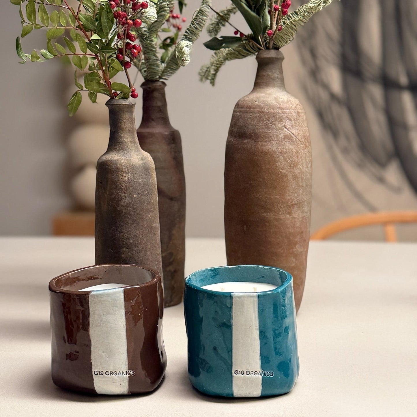 Turquoise XL Ceramic Glass Candle