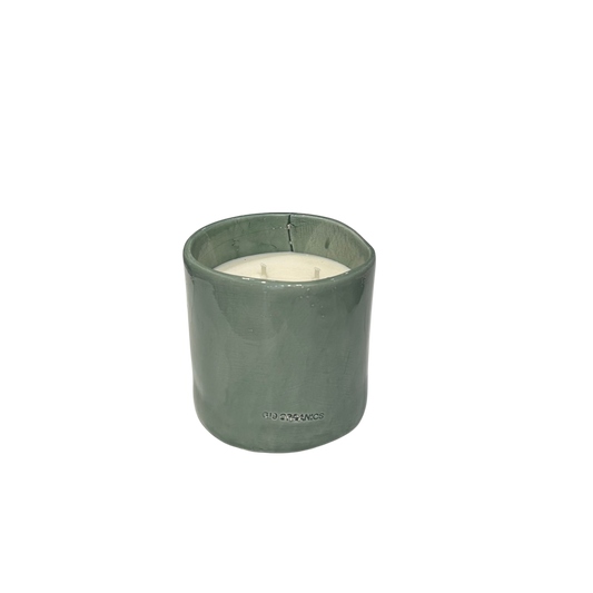 Vela Cerámica Minimal Vaso Verde Agua