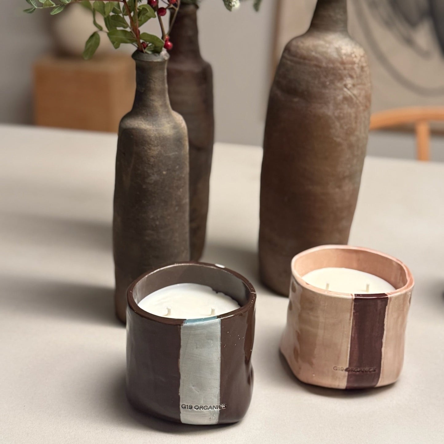 Turquoise XL Ceramic Glass Candle