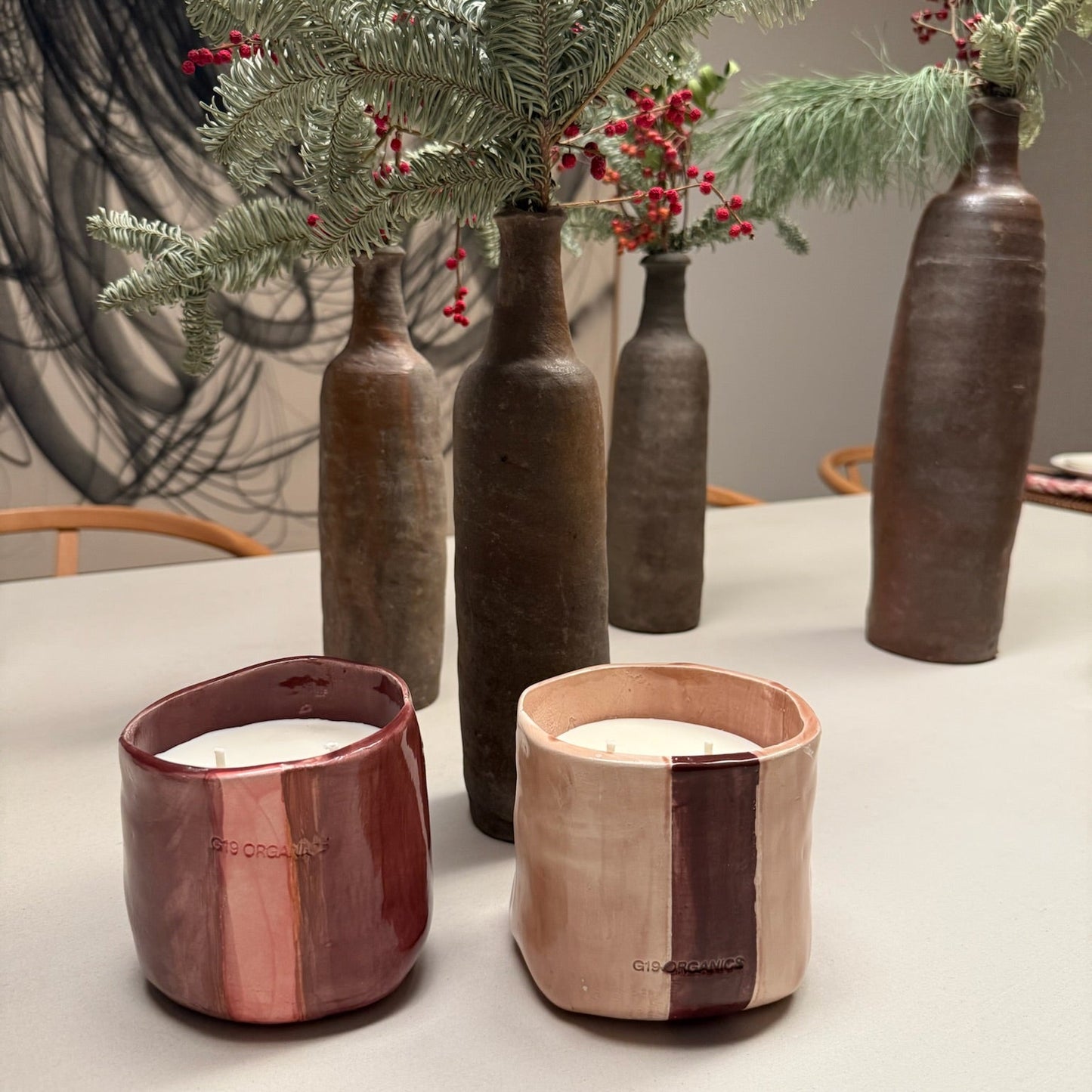 Turquoise XL Ceramic Glass Candle