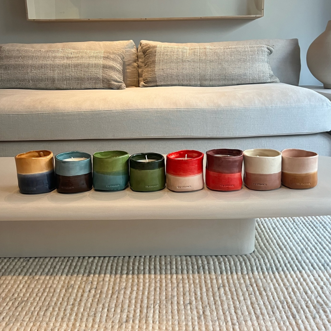 Vela Cerámica Vaso Bicolor Verde-Azul