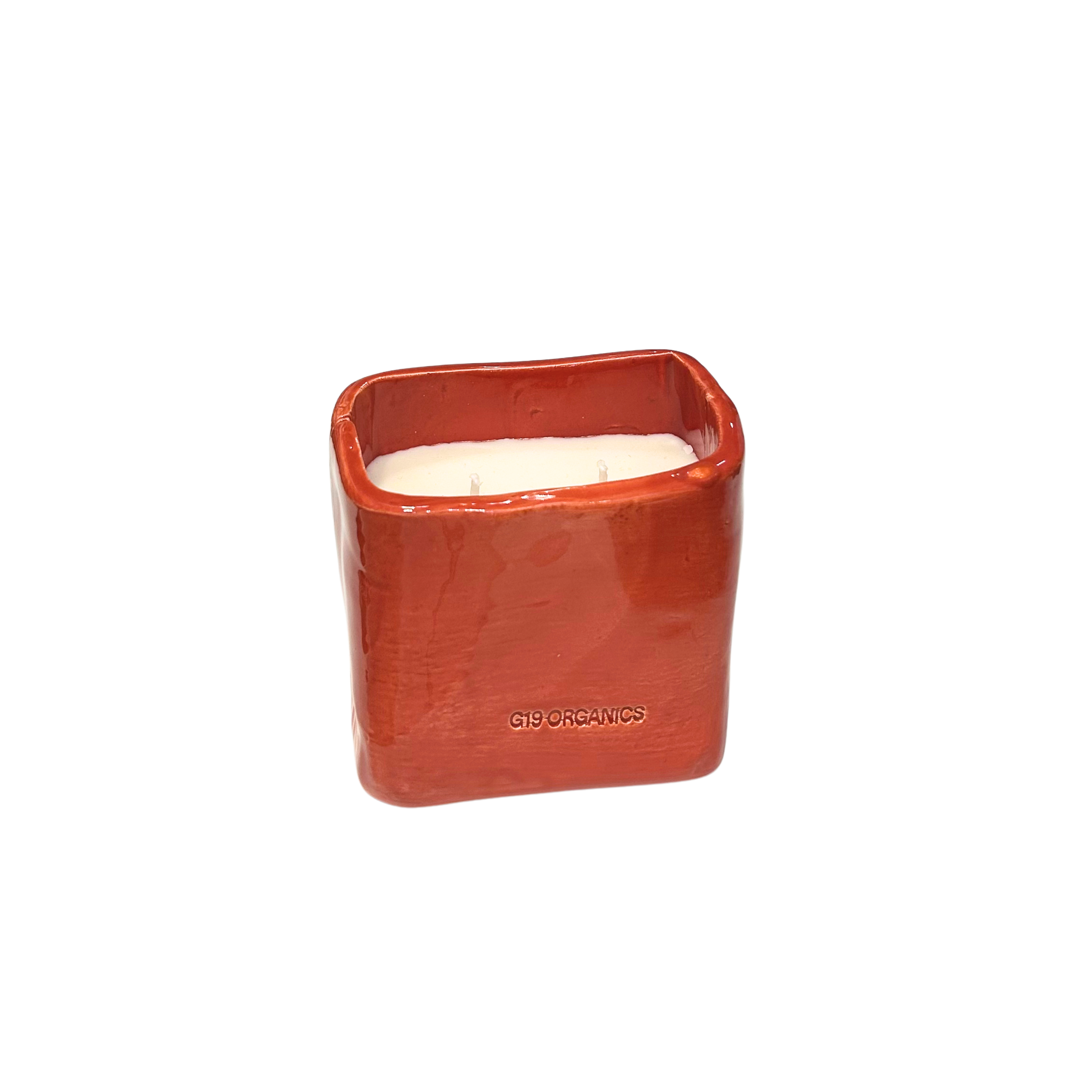 Vela Cerámica Minimal Cubo Alto Teja