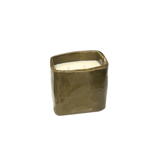 Vela Cerámica Minimal Cubo Alto Caqui