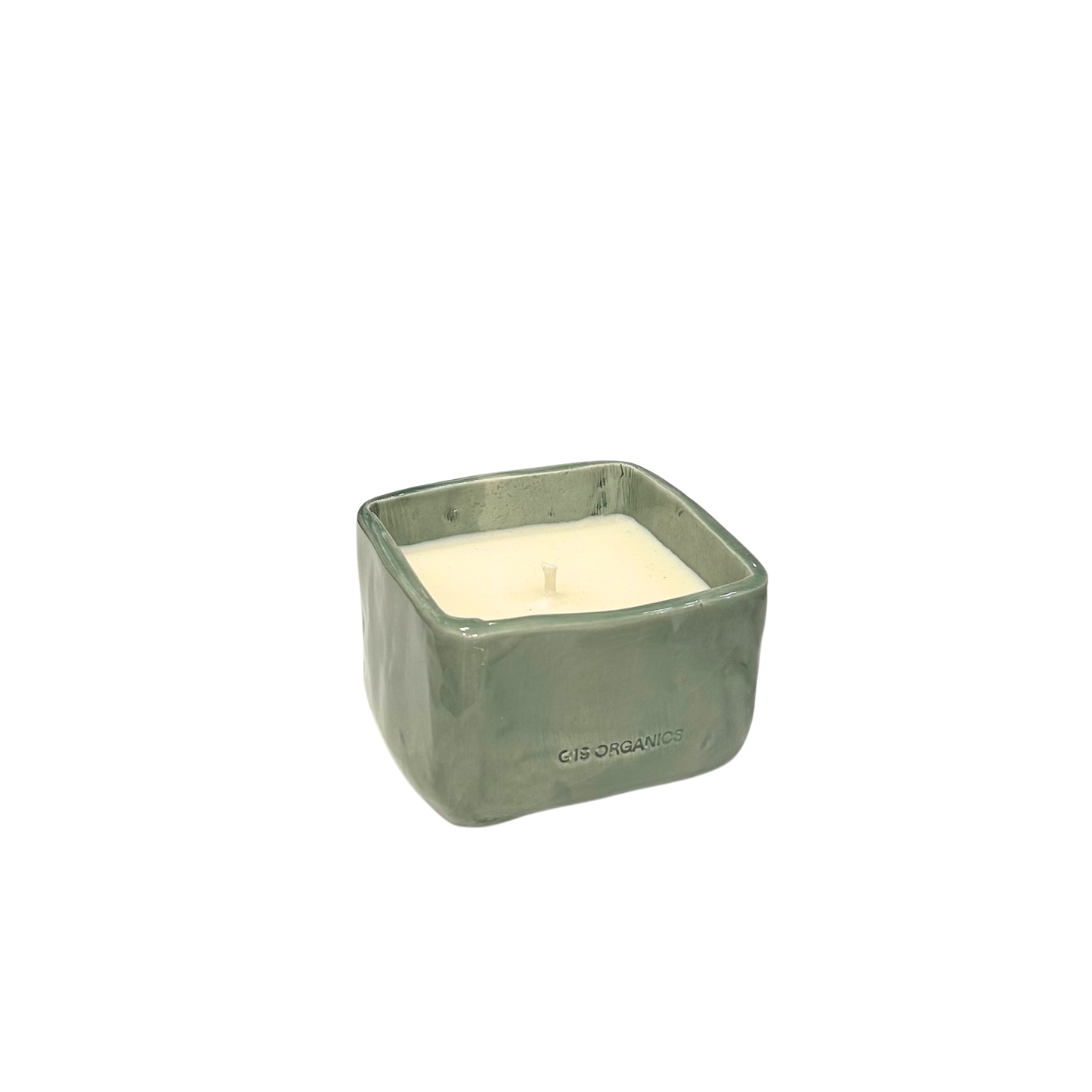 Vela Cerámica Minimal Cubo Verde Agua