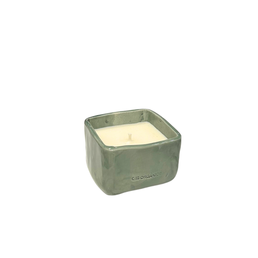 Vela Cerámica Minimal Cubo Verde Agua