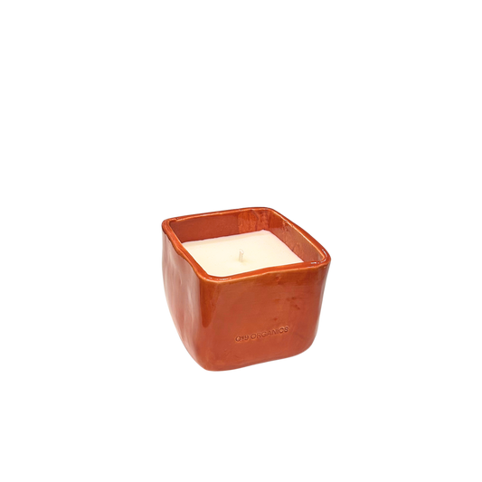 Vela Cerámica Minimal Cubo Teja