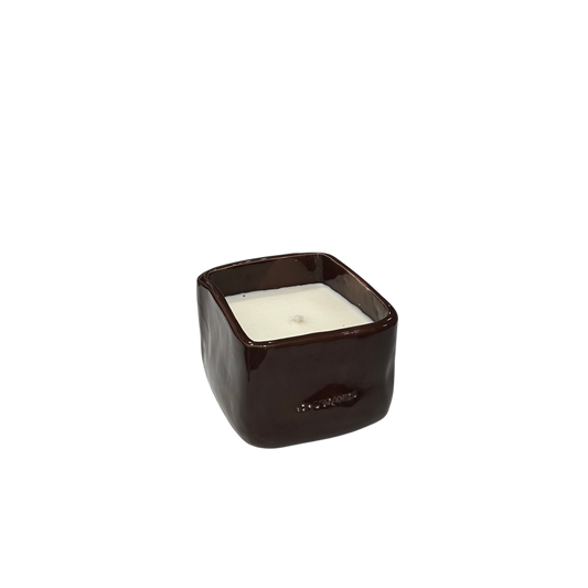 Vela Cerámica Minimal Cubo Marrón