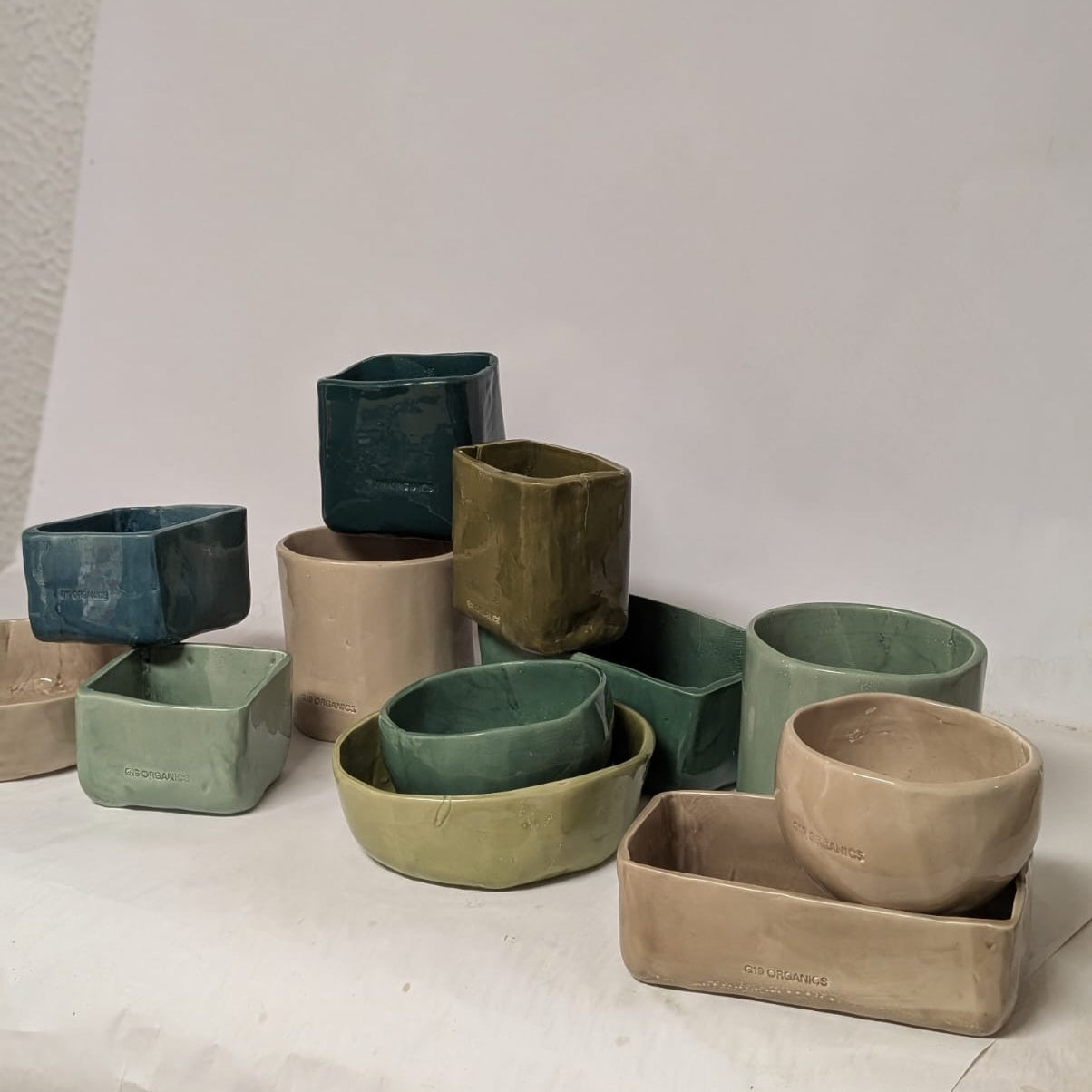 Vela Cerámica Minimal Cubo Verde Agua