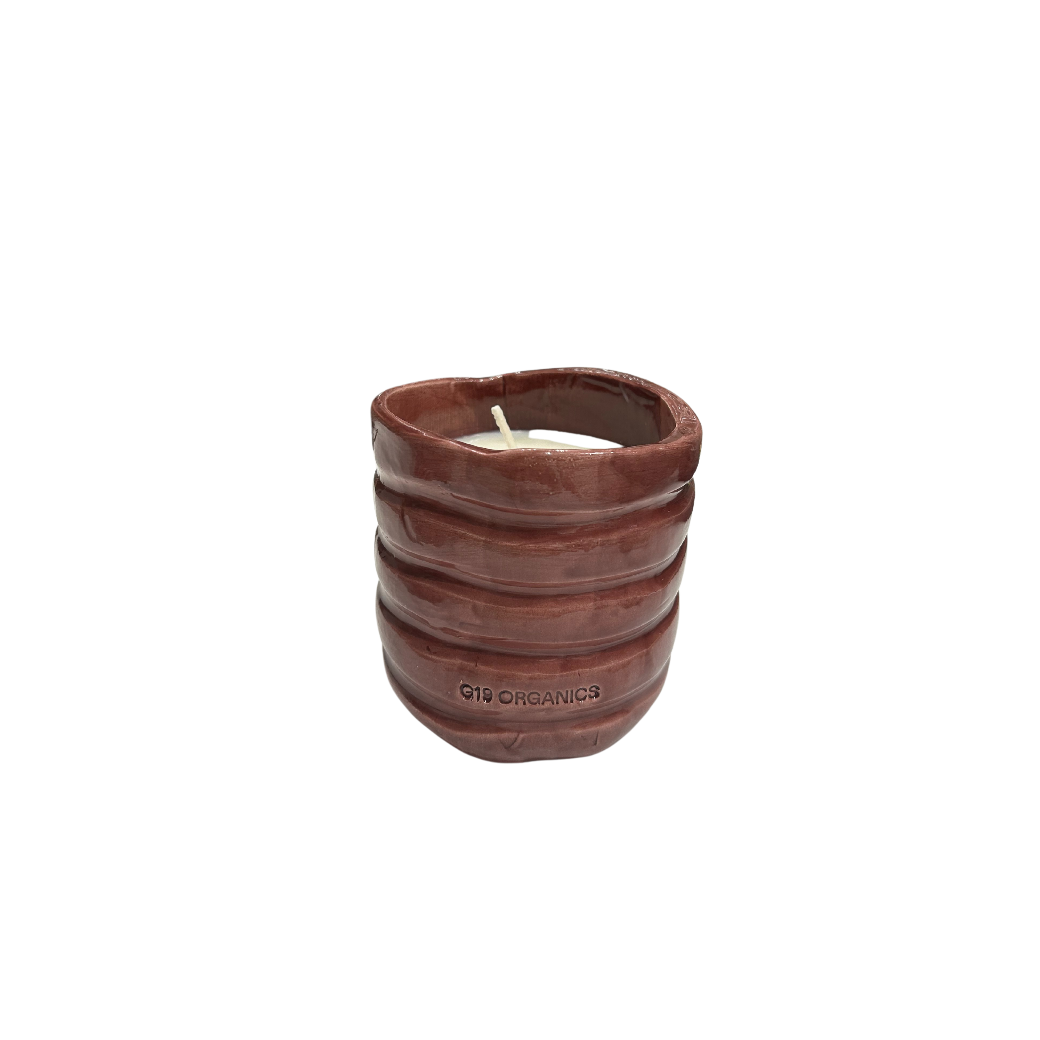 Vela Cerámica Vaso Relieve Berenjena