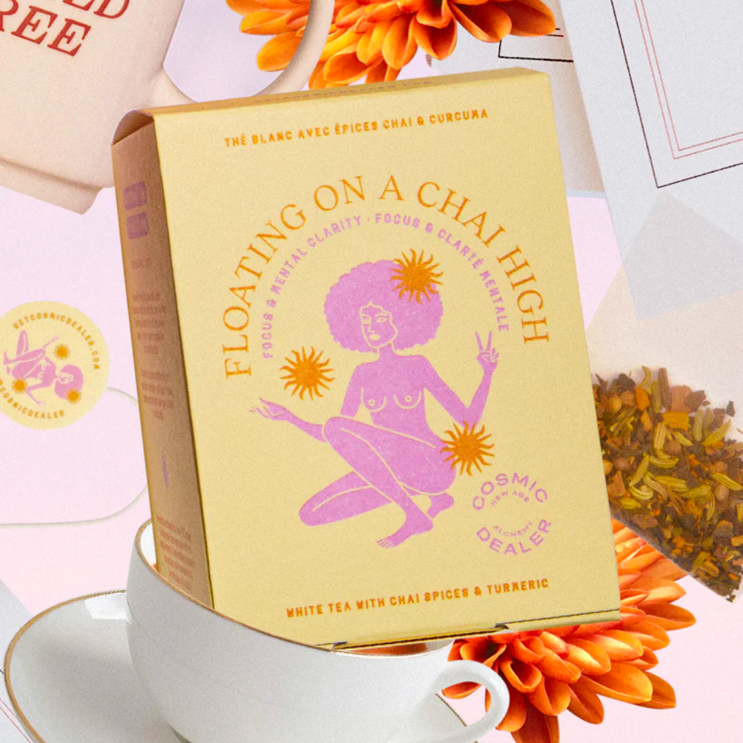 'Floating on a chai high' herbal tea bag