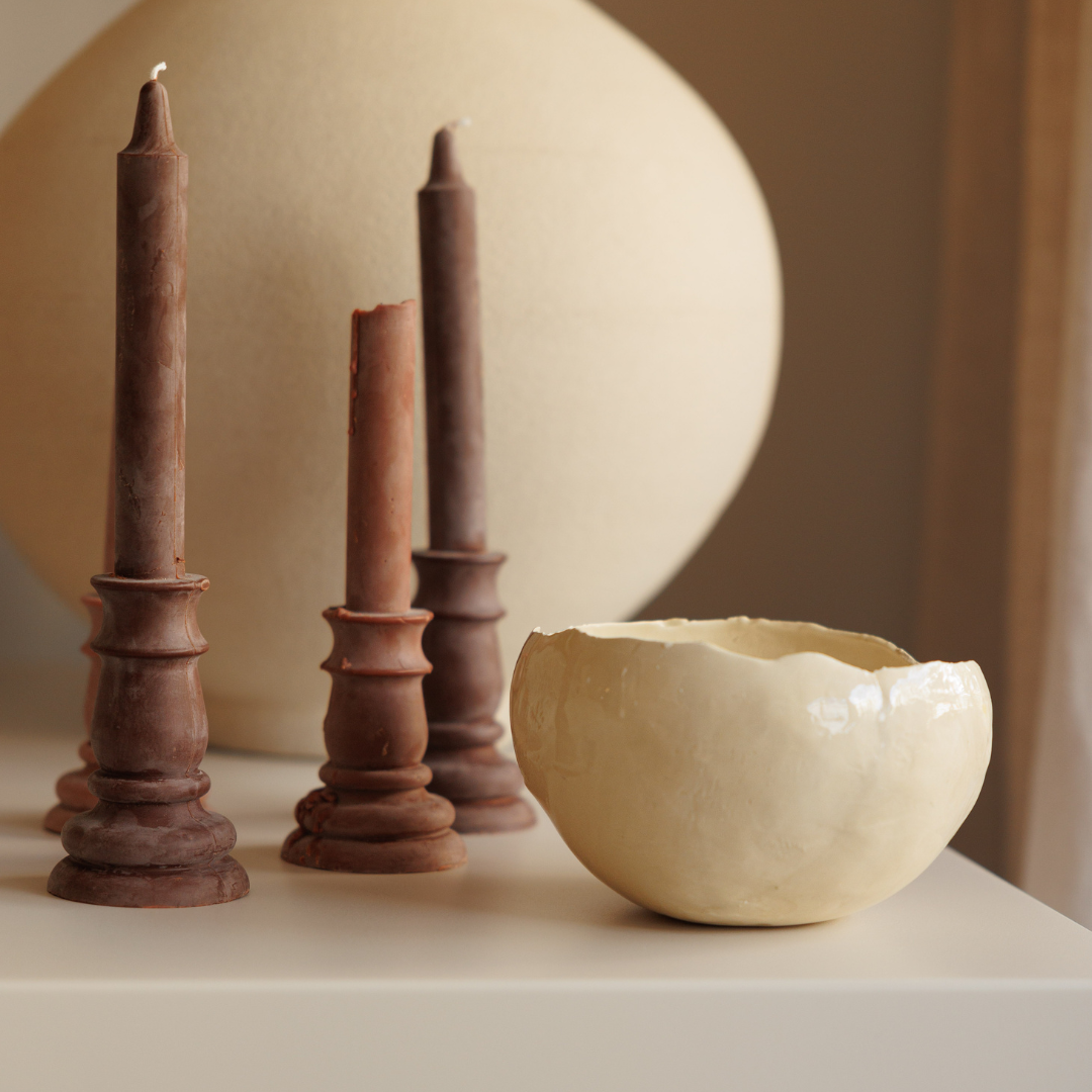 Ceramic Candle Medium Egg Green Landa