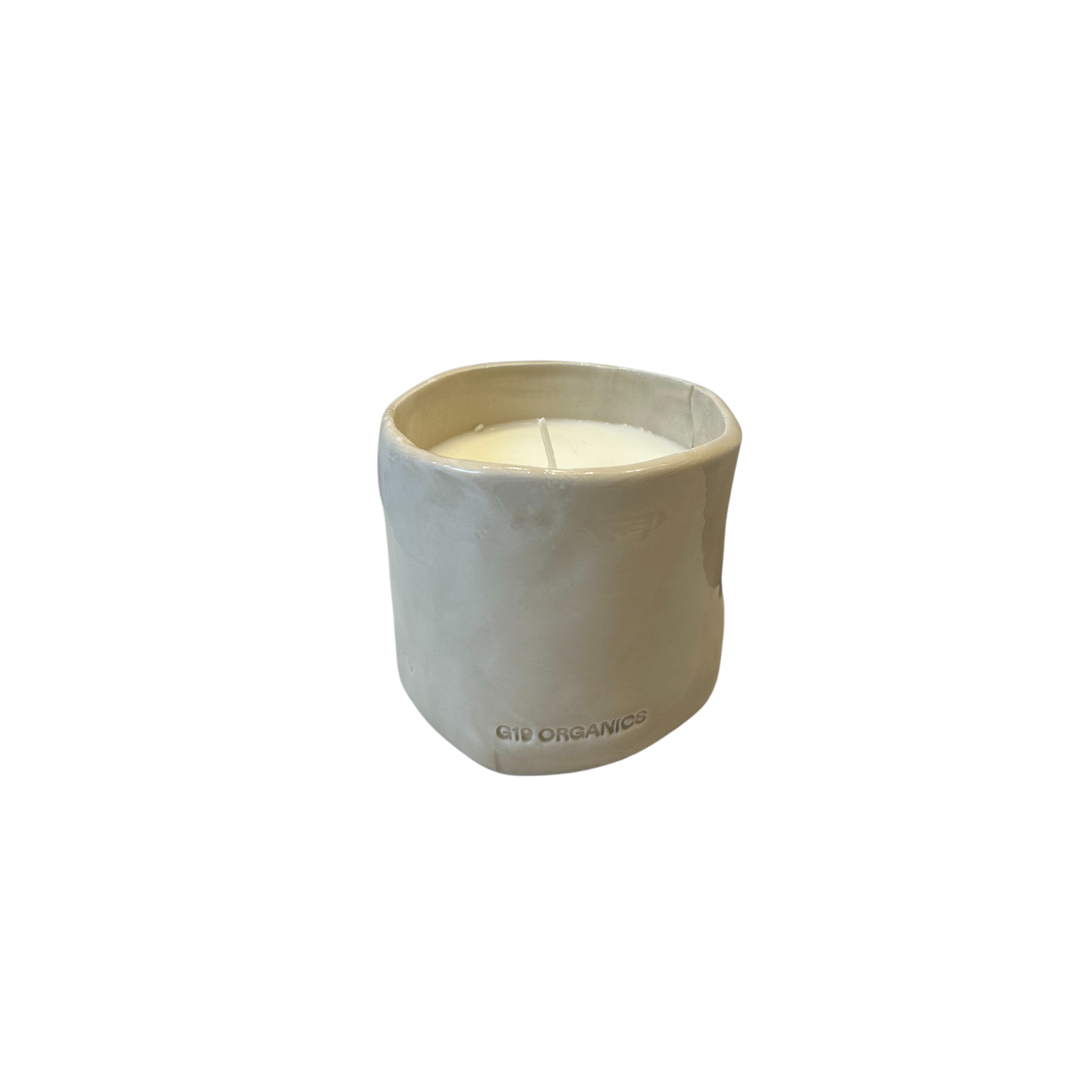 Ceramic Candle Beige Glass