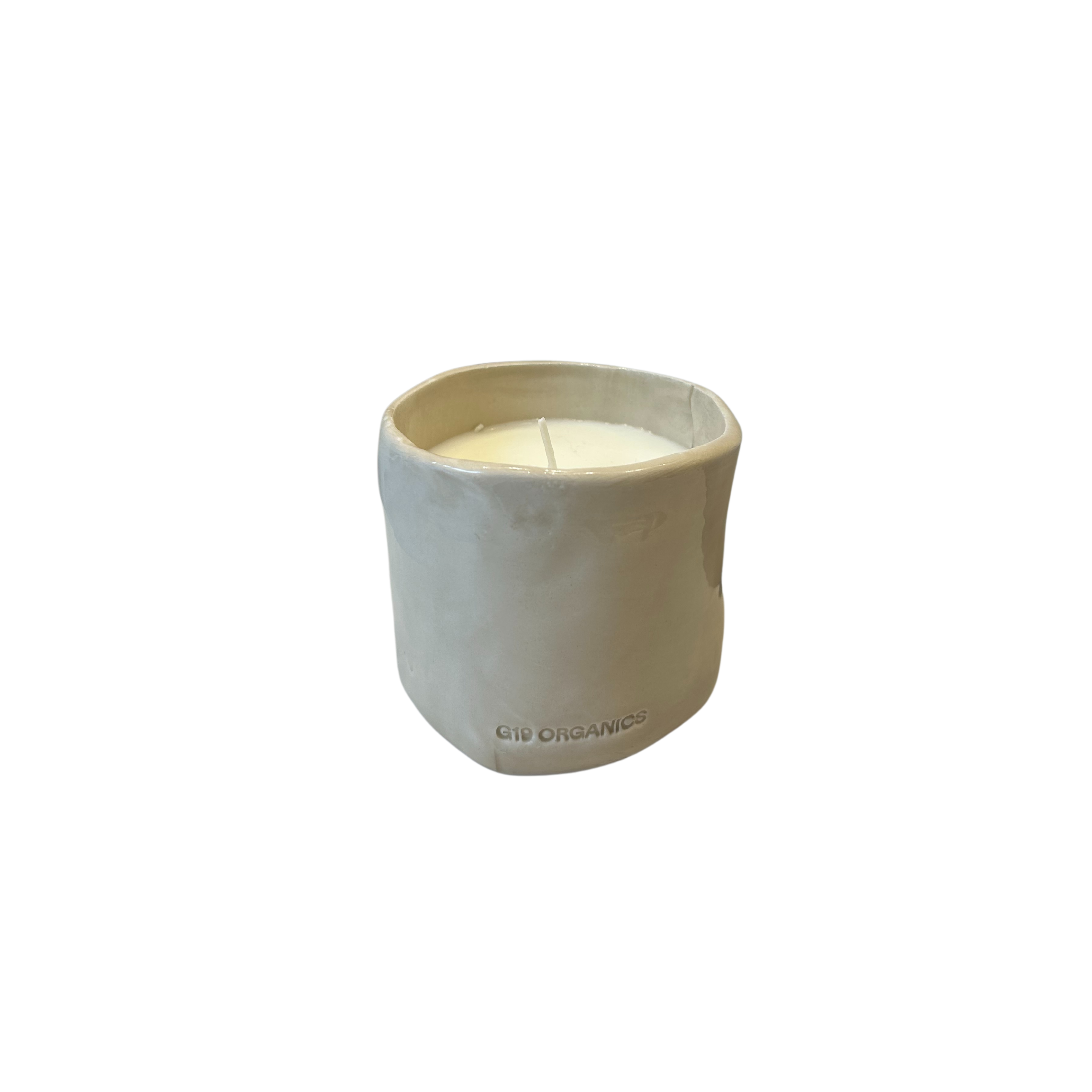 Ceramic Candle Beige Glass