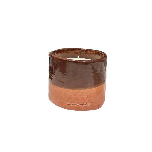 Vela Cerámica Vaso Bicolor Teja-Marrón