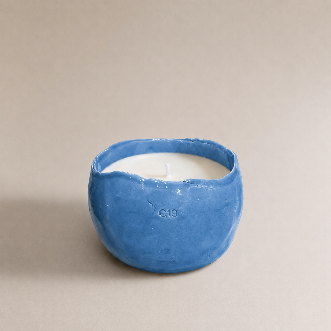 Vela Cerámica Huevo Tono Azul