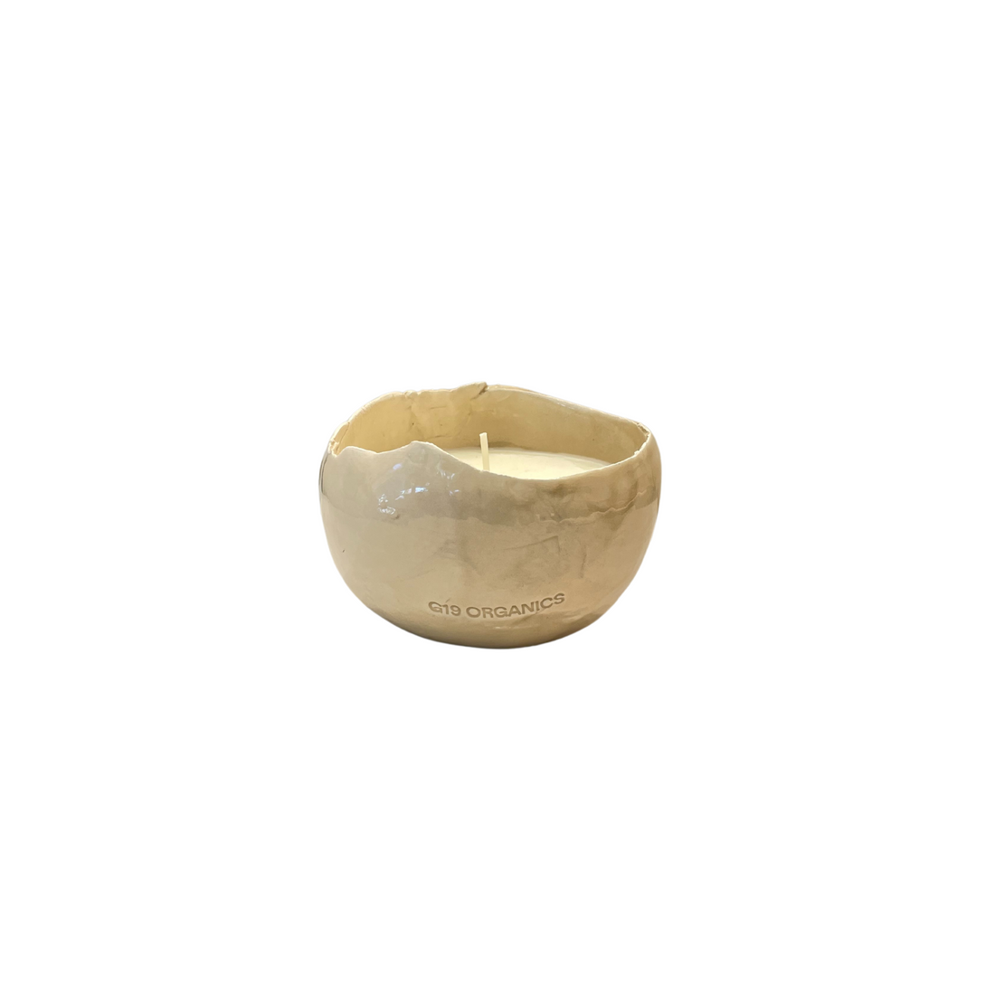 Small Beige Ceramic Egg Candle