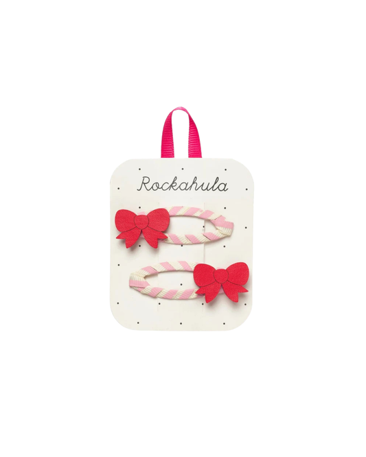 Cutesy Bow Stripy Clips