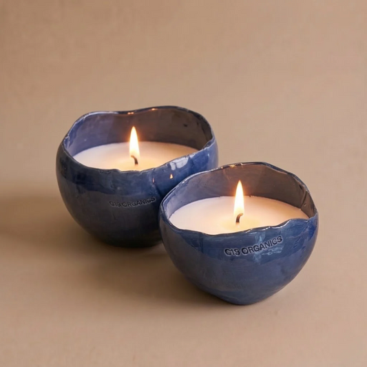 Vela Cerámica Huevo Tono Azul Oscuro