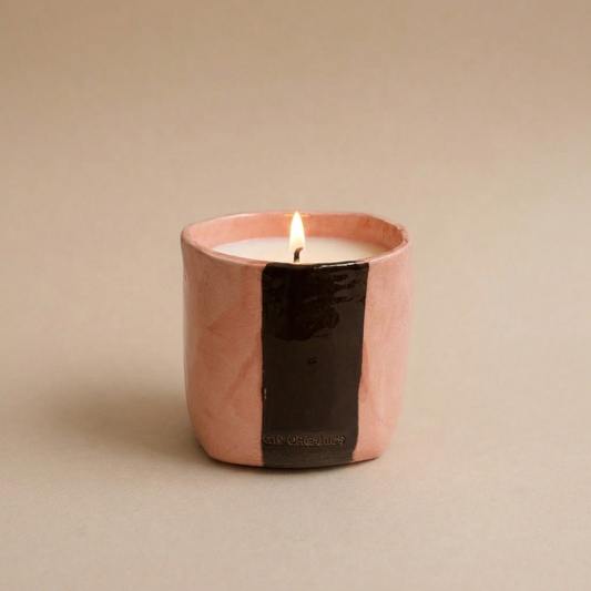 Vela Cerámica Vaso Raya Tonos Marrones
