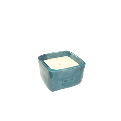 Vela Cerámica Minimal Cubo Turquesa