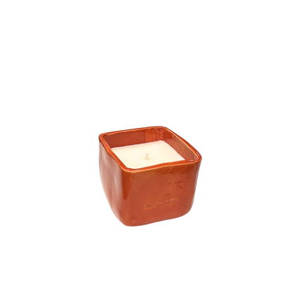 Vela Cerámica Minimal Cubo Teja