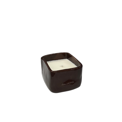 Vela Cerámica Minimal Cubo Marrón