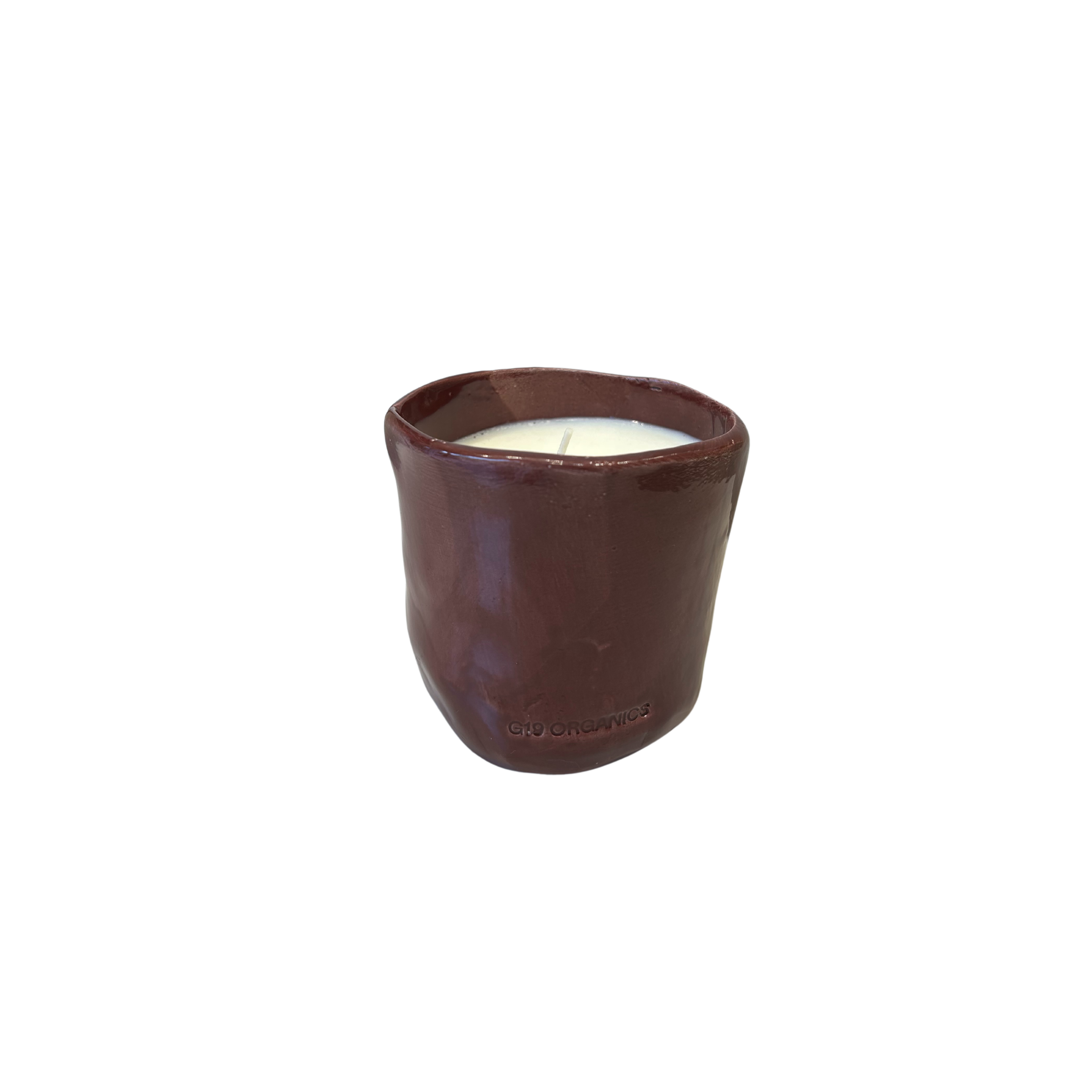 Ceramic Candle Brown Glass