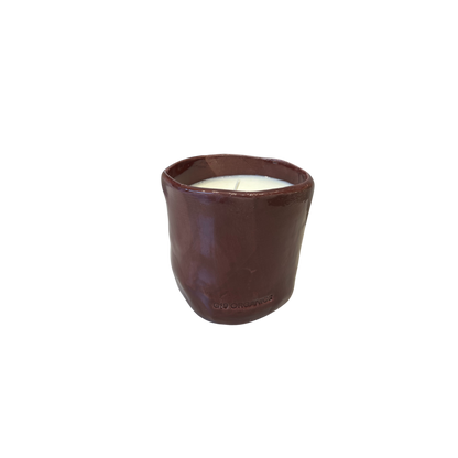 Ceramic Candle Brown Glass