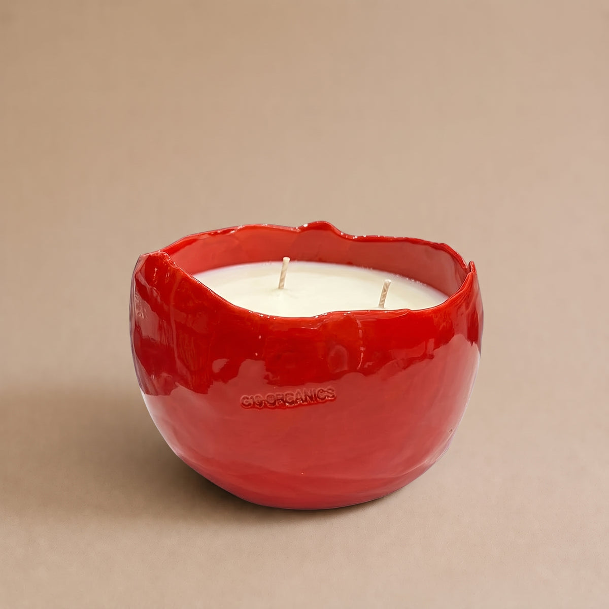 Vela Cerámica Huevo Tono Rojo