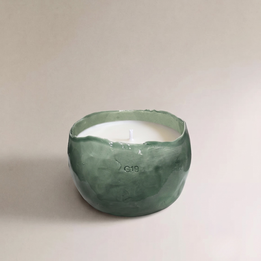 Vela Cerámica Huevo Tono Verde