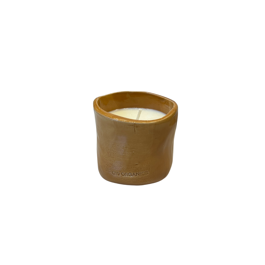 Ceramic Candle Brown Glass