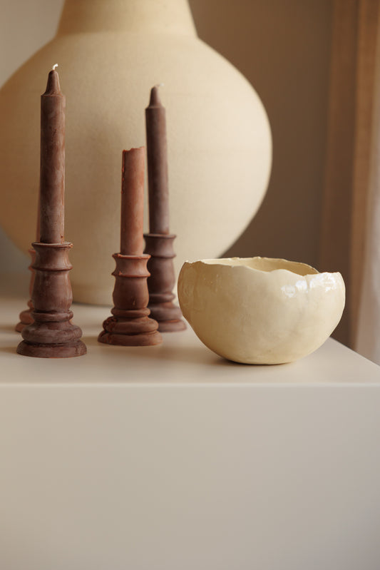 Vela Cerámica Huevo Tono Beige