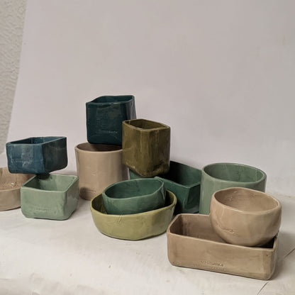 Vela Cerámica Minimal Cubo Turquesa