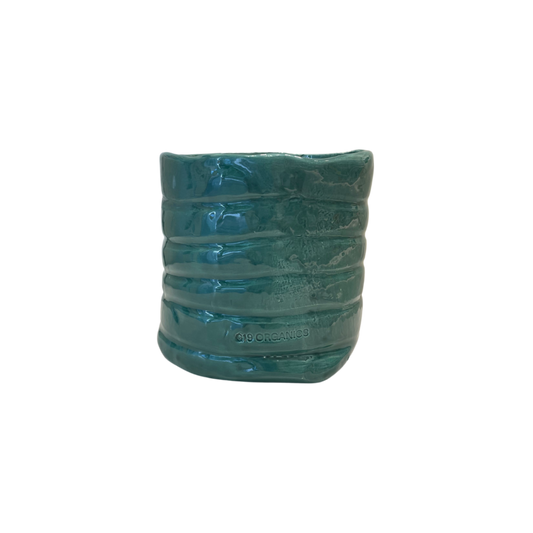 Vela Cerámica Vaso Relieve Turquesa