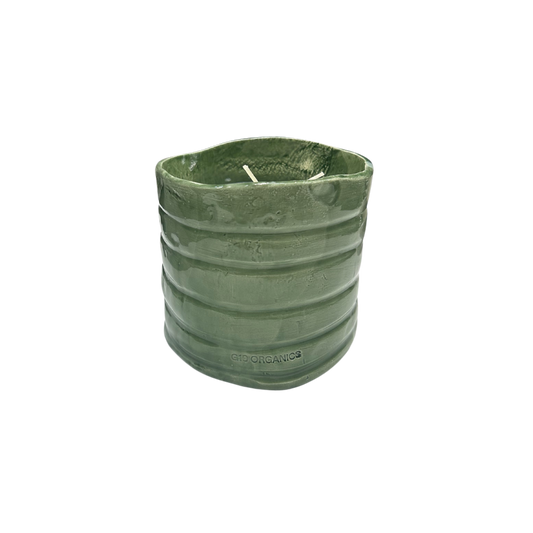 Vela Cerámica Vaso Relieve Verde