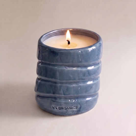 Vela Cerámica Vaso Relieve Turquesa
