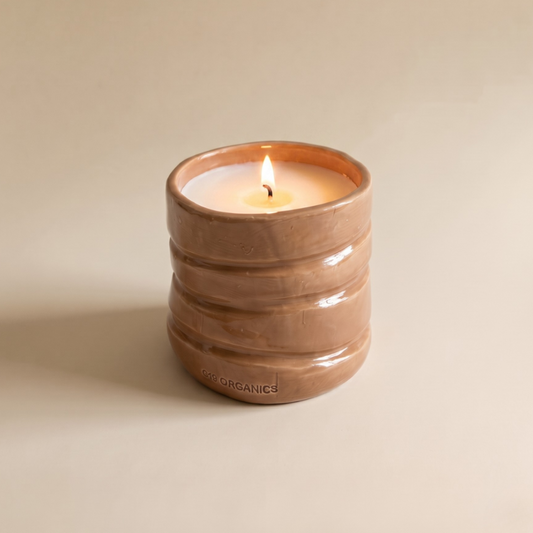 Vela Cerámica Vaso Relieve Caqui