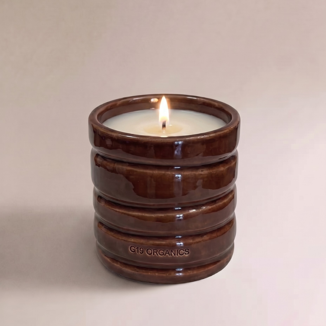 Vela Cerámica Vaso Relieve Marrón
