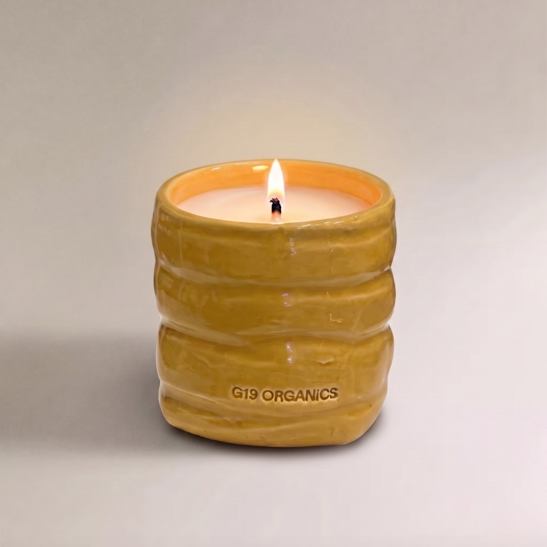 Ceramic Candle Glass Mustard