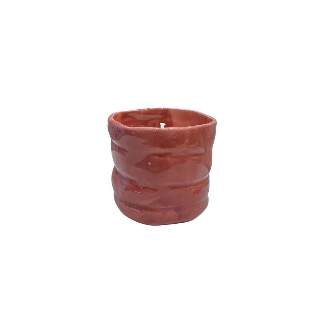 Ceramic Candle Glass Pink Red