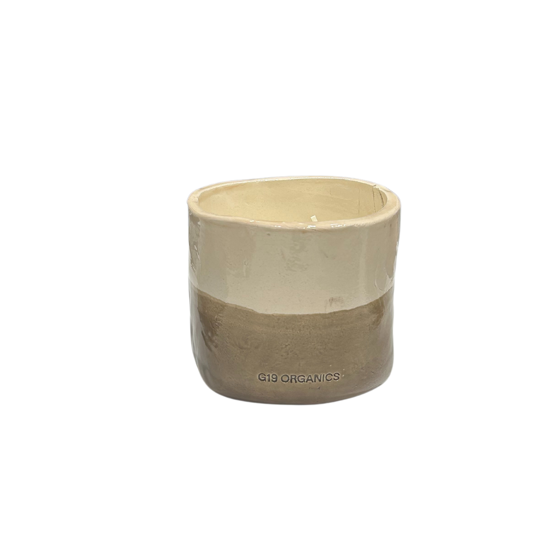 Vela Cerámica Vaso Bicolor Caqui-Beige