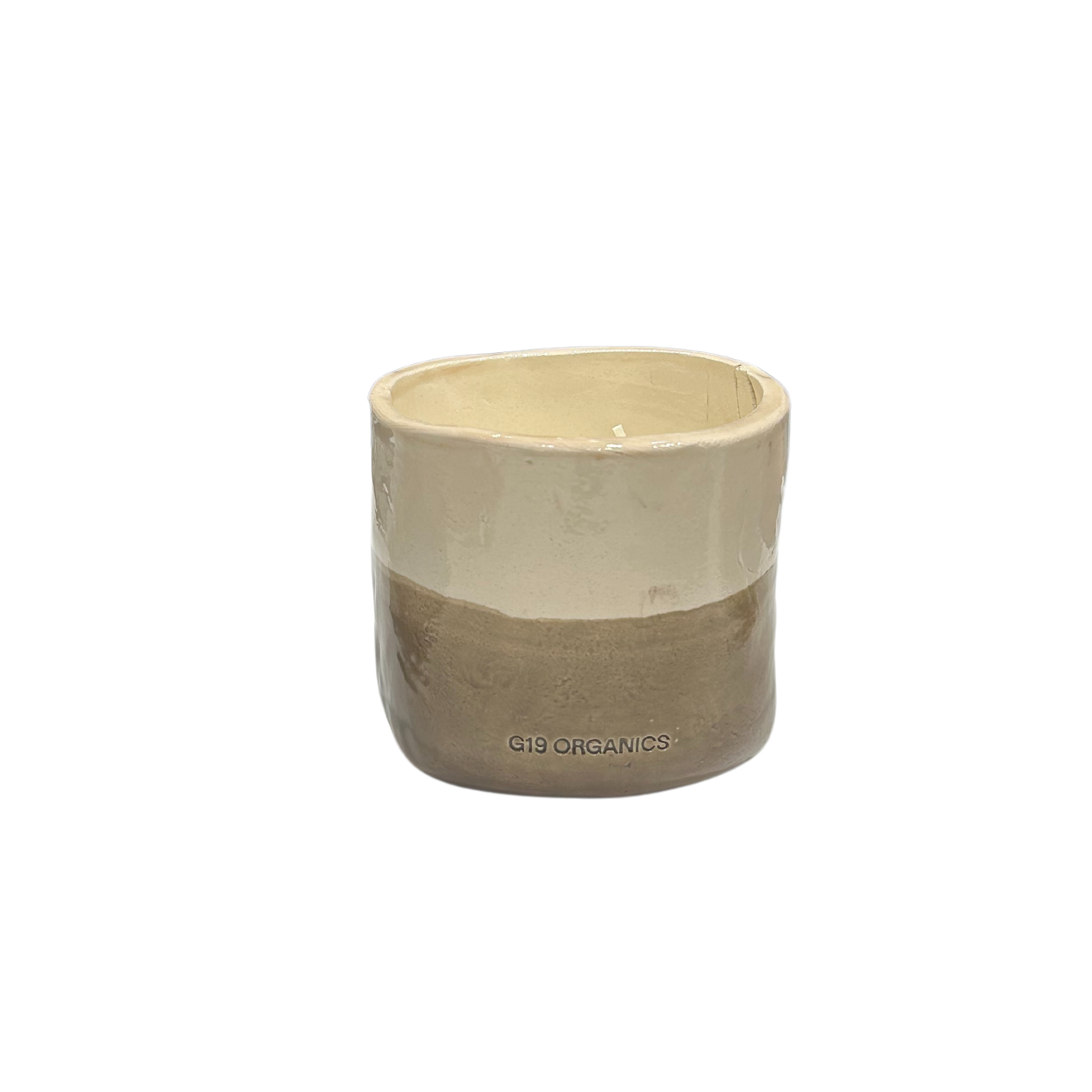 Vela Cerámica Vaso Bicolor Caqui-Beige
