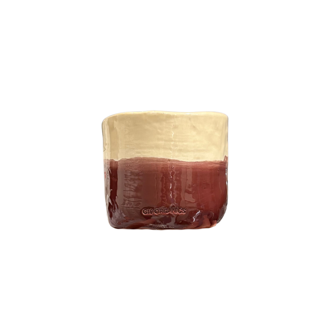 Vela Cerámica Vaso Bicolor Beige-Burdeos