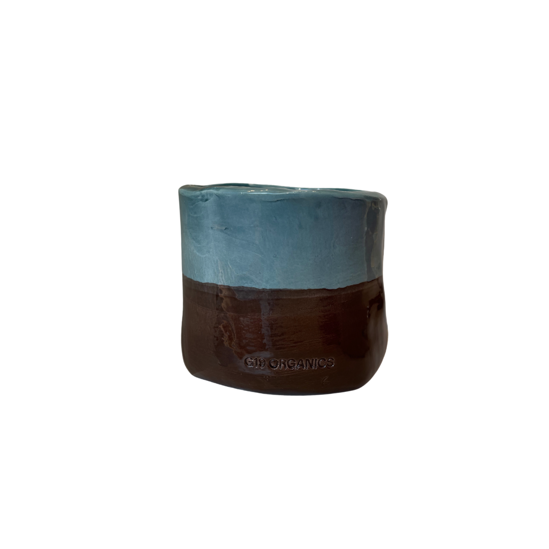 Vela Cerámica Vaso Bicolor Azul-Marrón