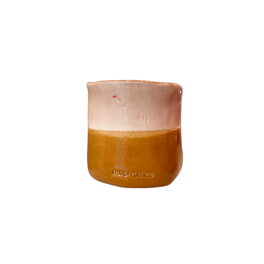 Vela Cerámica Vaso Bicolor Nude-Mostaza