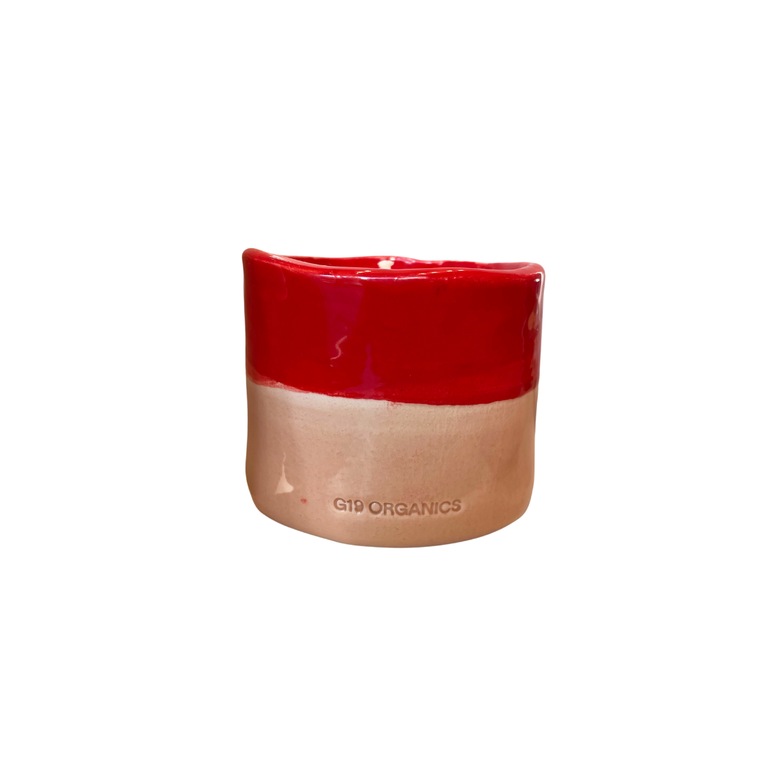 Vela Cerámica Vaso Bicolor Rojo-Beige