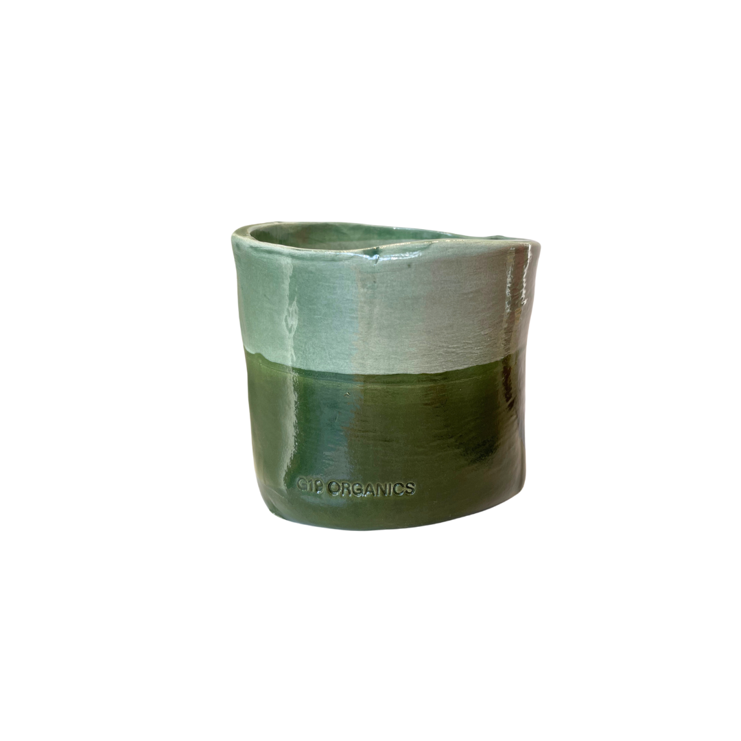 Vela Cerámica Vaso Bicolor Verde Agua - Verde Oscuro