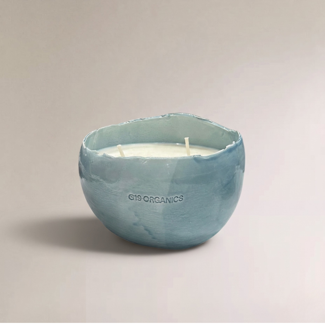 Ceramic Candle Medium Egg Green Landa