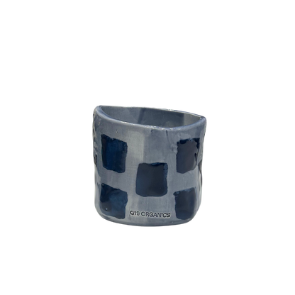 Vela Cerámica Vaso Cuadros Azules