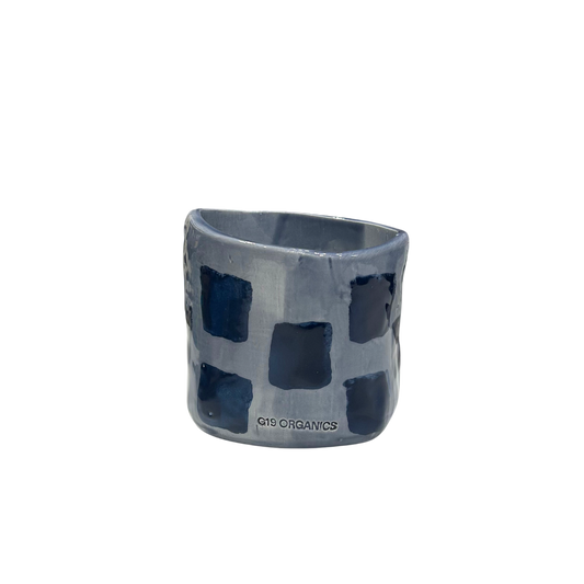 Vela Cerámica Vaso Cuadros Azules